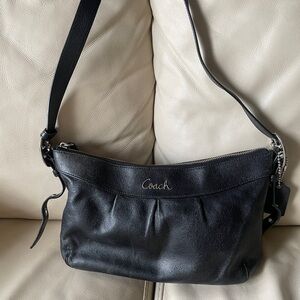Coach Black Leather Shoulder Hobo Bag